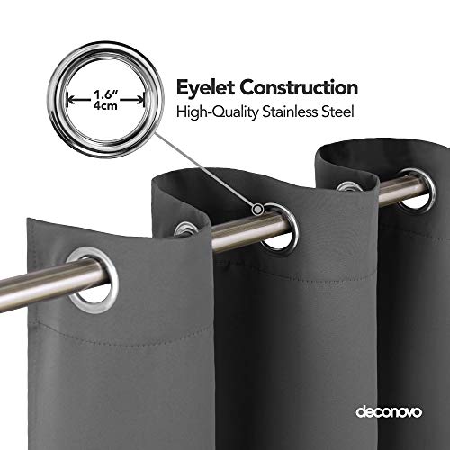 Deconovo Blackout Curtain 52 x 84 Inch Drop Door Curtain Thermal Insulated Energy Saving Eyelet Panels for Bedroom Light Grey 1 PANEL