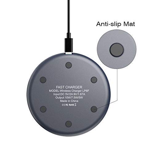 Wireless Charger Fast Charger,FLOUREON Qi-Certified Ultra-Slim Fast Charge Wireless Charger Pad 10W 7.5W 5W Output Compatible with iPhone Xs MAX/XR/XS/X/8/8 Plus Samsung Galaxy Note 9/S9/S8 etc -Black