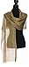Elles Clothing Sheer Mesh Glitter Sparkle Shawl Wrap Fringe Weddings Party Evening Scarfs for Women (Gold)