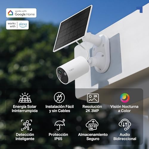 C410 Kit - Cámara de Vigilancia WiFi Exterior, Panel Solar, 2K 3MP, IA