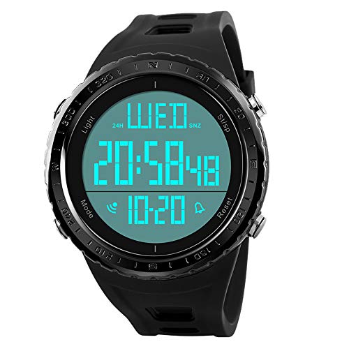 Men's Digital Sports Watch Large Numbers Waterproof Stopwatch Countdown LED Military Wristwatches for Men