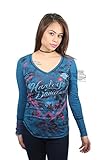 Harley-Davidson Womens Never Change Foil Print B&S V-Neck Blue Long Sleeve T-Shirt - MD