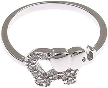 Elephant Shape Micro Pave Cubic Zirconia Setting Ring- Silver-tone Size 7, 8, 9