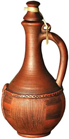 Stoneware Basket Wine Pitcher 41 Fl Oz
