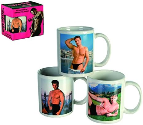 Heat Activated Hunky Man Striptease Ceramic Mug -Watch your Hunk Loose His Trunks! - Perfect For Cheeky Rude Novelty Naughty Adults Joke Prank - Lady Women Woman Ladies Wife Girlfriend Female Partner Her - One Supplied
