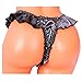 YiZYiF Men's Silky Shiny Satin Flutter Ruffled Sissy Thongs Crossdress Underwear Navy Blue Medium(Waist:27.5-52.0