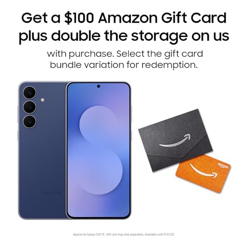 SAMSUNG Galaxy S25 FE Cell Phone (2025) + Gift Card, 128GB AI Smartphone, Unlocked Android, Large Display, 4900mAh Battery, High Res-Camera, AI Photo Edits, Durable, US 1 Yr Warranty, Navy