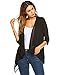 Mofavor Women's Open Drape Cardigan Casual 3/4 Sleeve Open Front Draped Chiffon Patchwork Cardigan Top Blouse