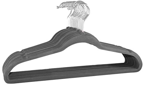 Signature Home 153338 Multi Purpose Space Saver Velvet Hangers (Set of 25), Gray