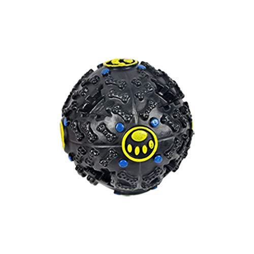 KZLLYJ Dog Toy Squeaky Ball Dog Treat Toy Ball,Rubber Food Ball Nontoxic Bite Resistant Toy Ball for Pet Dogs Pet Exercise Game Ball IQ Training Ball (Medium(10cm), Black)