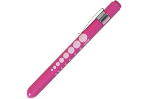 Aokin Medical Pen Light for Nurse Doctor, Reusable LED Medical Penlight Flashlight with Pupil Gauge and Ruler, White Light, Rose