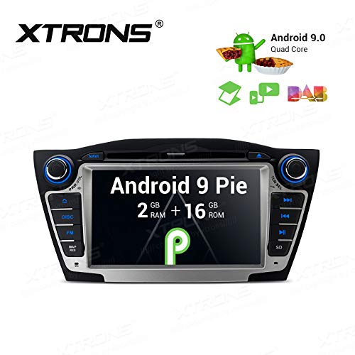 XTRONS Android 9.0 Car Stereo Radio DVD Player GPS Navigator 7 Inch Touch Display Double Din Head Unit Supports Bluetooth 5.0 WiFi Backup Camera DVR OBD TPMS Full RCA Output for Hyundai Tuscon IX35