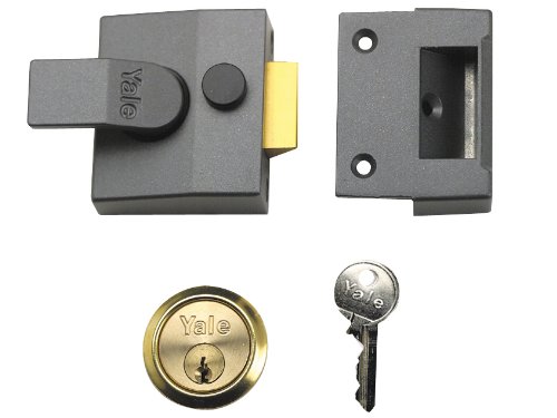 Yale P-85-DMG-PB-40 Deadlocking Nightlatch, Dark Metallic Finish/Brass Cylinder, 40 mm Backset, High Security, with Automatic Deadlock