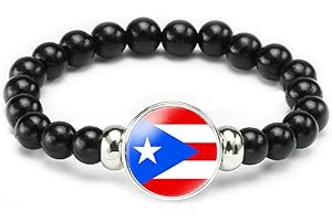 vmcoatdu National Flag Bracelet Elastic Rope Beaded Bracelet Support Your Country Travel Souvenir Gifts for Men Women