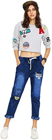 Mitra Creations Summer Letter Print Jeans for Women - Summer Letter Print Jeans-A