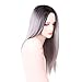 AISI HAIR Synthetic Long Straight Grey Ombre Wigs Middle Part Wig Dark Brown Roots Silver Grey Wig Ombre Heat Resistant Fiber Two Tone Full Wigs for Women