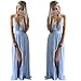 Women Dress,Haoricu Hot Sale!2017 Sexy V-Neck Women Summer Chiffon Sleeveless Boho Chiffon Evening Party Beach Long Dressss White (S, Blue)