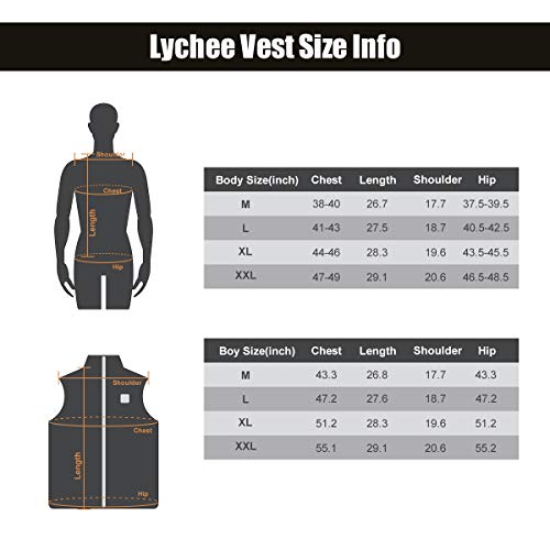 image for lychee Men's Lightweight Fleece Heated Vest Electric Warm Waistcoat Ve