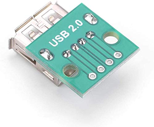USB Type A Female Socket Breakout Board – 2.54mm Pitch Adapter Connector (DIP) – DIY USB Power Unit & Breadboard Design Kit (10Pcs)
