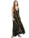 MakeMeChic Women's Boho Maxi Short Sleeve Split Pockets Tie Dye Long Dress Black and Gold L