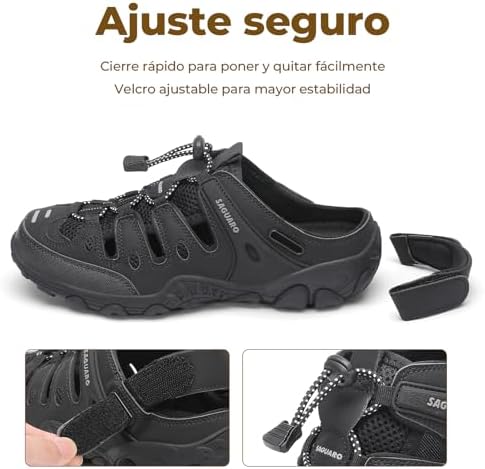 Sandálias de trekking leves e respiráveis para mulher, pretas 37