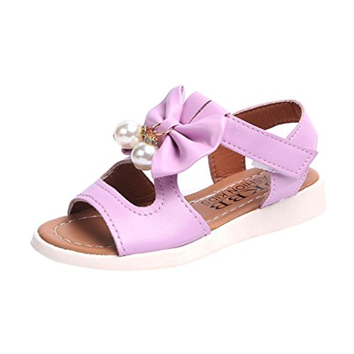 Click Here to See More Images NEARTIME Baby Toddler Girls and Little Girls Cut Out Bow Dress Flat Sandals (Age:5T, Purple)
