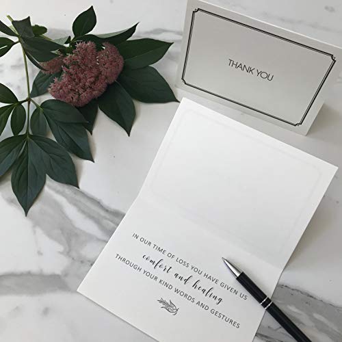 Funeral Sympathy Thank You Cards with Decorative Envelopes - Set of 20 cards - Includes Stickers to close Envelope