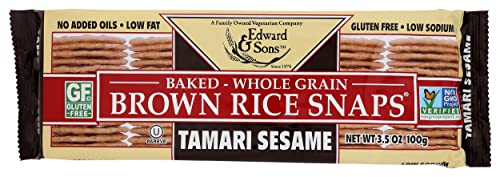 EDWARD & SONS, ORGANIC BROWN RICE SNAPS CRACKERS, TAMARI SESAME, 3.5 OZ