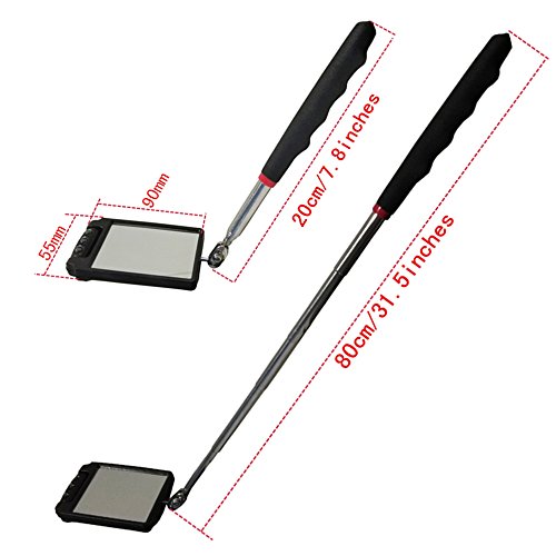 Inspection mirror, telescopic mirror, mechanical mirror 360 degree flexible rotation / 3 LED lights can also be rotated 360 degrees to adjust the direction of the lamp, convenient and flexible viewing