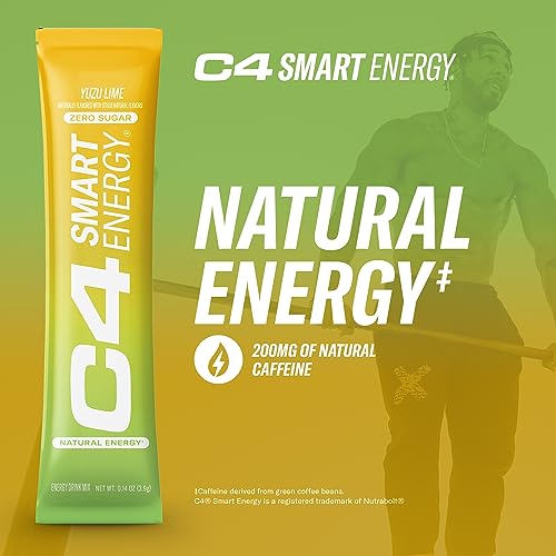 CELLUCOR C4 SMART ENERGY POWDER STICK PACKS – SUGAR FREE PERFORMANCE FUEL & NOOTROPIC BRAIN BOOSTER, COFFEE SUBSTITUTE OR ALTERNATIVE | YUZU LIME – 14 COUNT