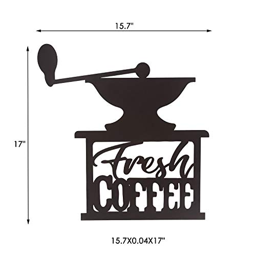 Adeco Schwarze Metall-Kaffeemühle, Wandkunst, Dekoration für Zuhause, Küche, Restaurants, Geschenke – 43,2 x 39,9 cm – Bild 5
