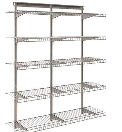 5 Tier Heavy Duty Wall Mount Nickel Wire Storage Shelves