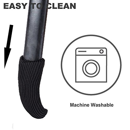 Meta-U- Knitting Wool Furniture Socks - Chair Leg Cover-Floor Protector-Reduce Noise and Scratches- Wearable and Washable- For Table|Chair|Dresser|Closet- 24 Pcs (black) - Thumbnail 3