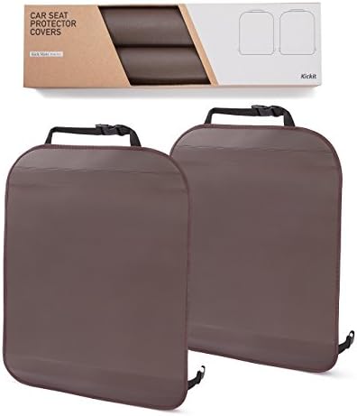 KickIt Car Seat Protector / Kick Mats [Set of 2] - Luxurious Water-Proof PVC Leather - Clean &amp; Classy Design - Easily Wipe Clean, Universal Fit - Protect Your Backseat - For Families with Kids