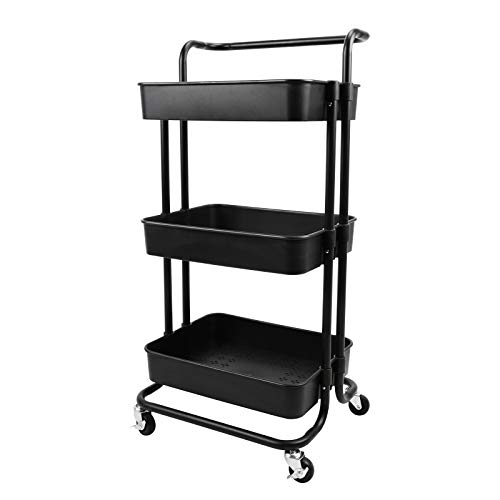 Voilamart Rolling Utility Cart Storage Cart 3Tier Rolling Carts with