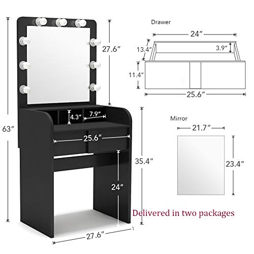 Tribesigns Vanity Table Set with Lighted Mirror, Makeup Vanity Dressing