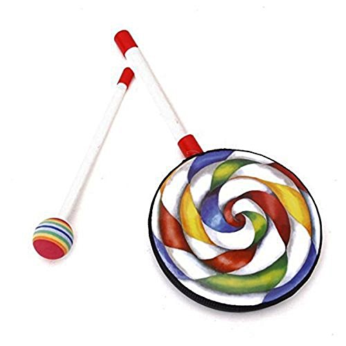 Bargain House Lollipop Drum Lolipop Shape Drum Kids Hand Drum With Mallet Musical Sound Toy Musical Instruments for Kids Colorful - Thumbnail 2