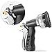 Ohuhu Garden Hose Spray Nozzle, Water Nozzle W/ 9 Adjustable Patterns, Durable Steel Chrome Design