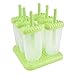 Classic Repeated Use Popsicle Molds Ice Pop Molds BPA Free, Oval, Set of 6 (Green)