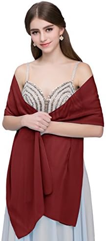 Kileyi Women's Soft Chiffon Shawl Wrap Scarf for Wedding Evening Formal Dresses Burgundy 79"29.5"