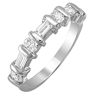 Dazzlingrock Collection 1.00 Carat (ctw) Round & Baguette White Diamond Classic Thin Anniversary Wedding Band Ring for…