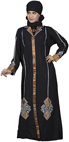 Hawai Women's Copper Collared Hanging Laced Effect Burka Free Size Black