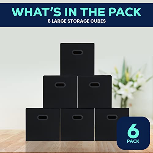 Pomatree 13x13x13 Storage Cube Bins 6 Pack Large and Sturdy, Dual