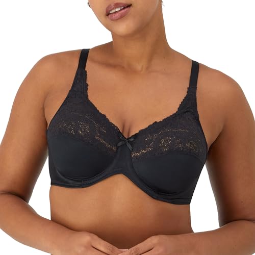 Lilyette Women's Comfort Lace Minimizer Bra, Black, 34D