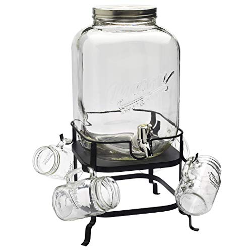 Mason Craft & More Drinkware Collection- Durable Glass Leak Proof Beverage Glassware,6 Piece Drinkware Set with Stand - Thumbnail 6
