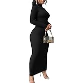 Nimsruc Women Bodycon Maxi Dress Long Sleeve Casual Long Dresses