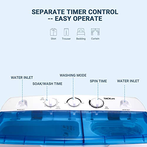 Portable Washing Machine, TACKLIFE 17.6lbs Twin Tub Mini Washing