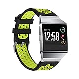 bayite Soft Silicone Sport Bands Compatible Fitbit Ionic Replacement Band Perforated Breathable Accessories Wristband Women Men Black with Fluorescent Yellow