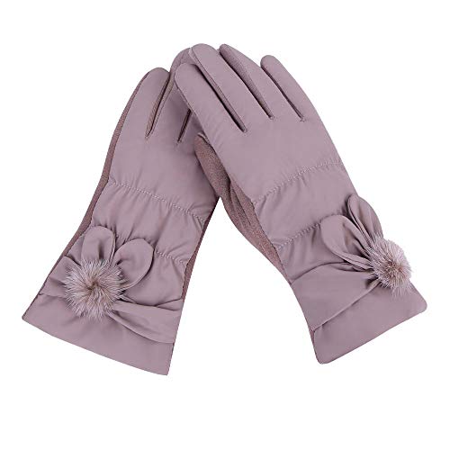 Pausseo Womens Lady Windproof Gloves Winter Outdoor Sport Ski Gloves Girls Keep Warm Solid Color Touchscreen Mittens Fleece Thicken Plush Outdoor Mittens Students Knitted Wool Casual Play Snow Glove