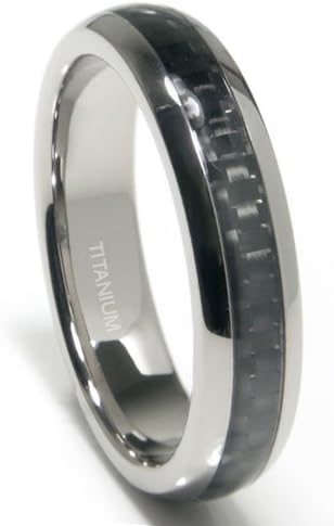 Titanium 5MM Carbon Fiber Inlay Wedding Band Ring Sz 9.0